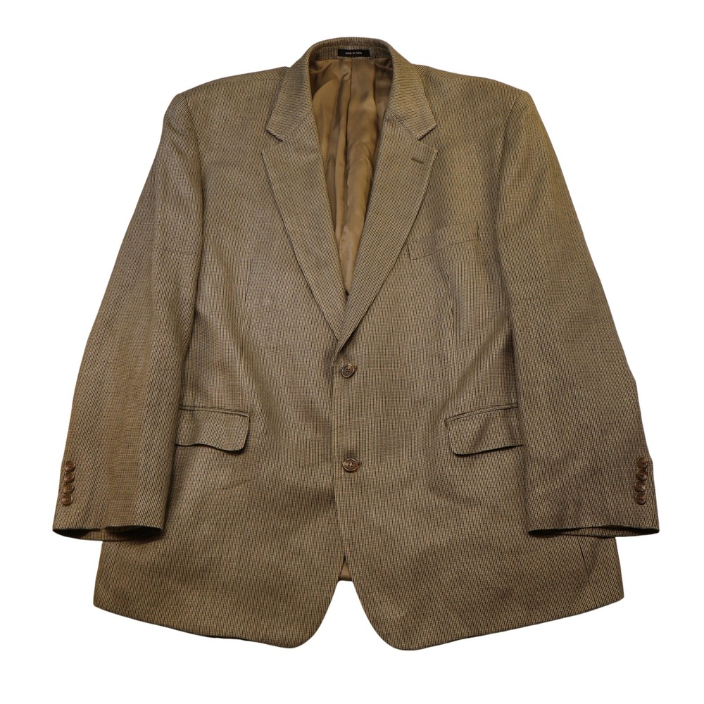 Ralph Lauren Mens 48R Blazer Brown Silk Micro Houndstooth Sport Coat 2-Button